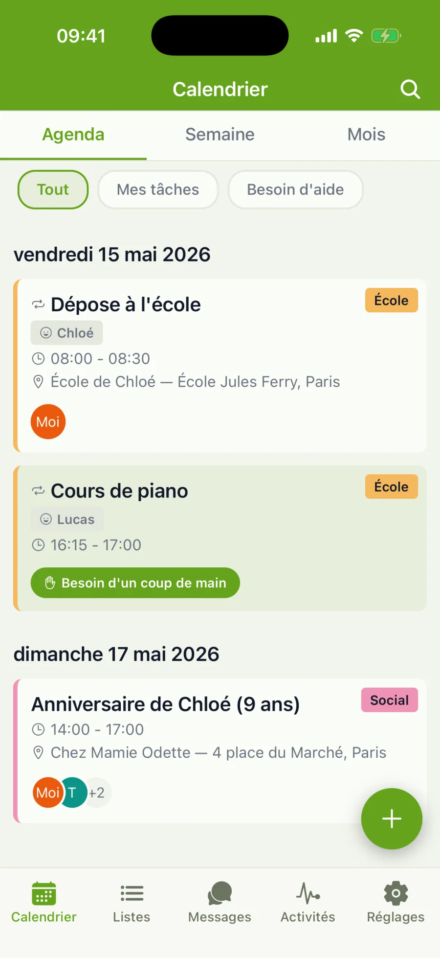 Calendrier familial partagé