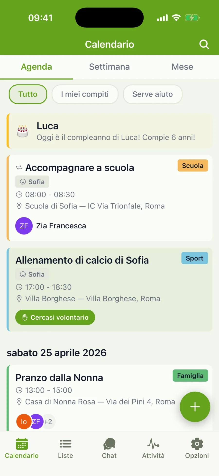 Calendario familiare condiviso