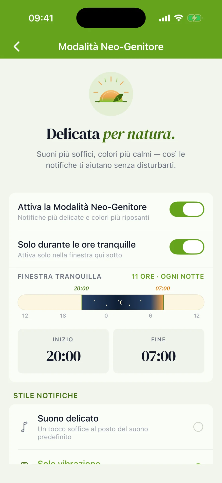 Modalità Neo-Genitore: notifiche con calma